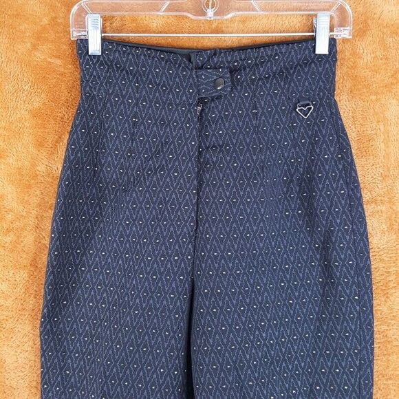 Vintage OBERMEYER Womens Ski Pants Size 6 Gray Diamond High Rise Pleated Stirrup - Picture 3 of 12